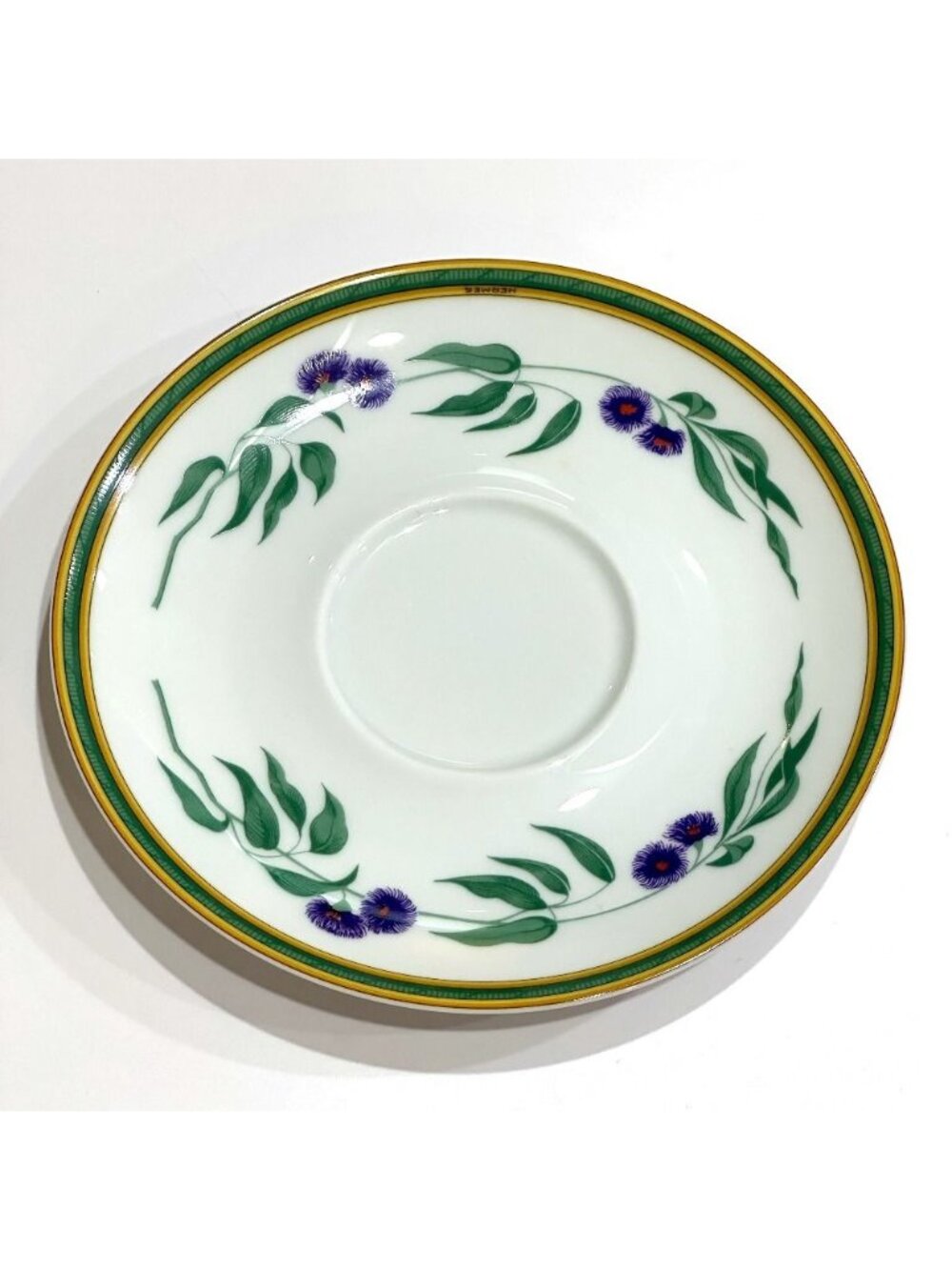 Hermes Plate Floral Pattern Ceramic White